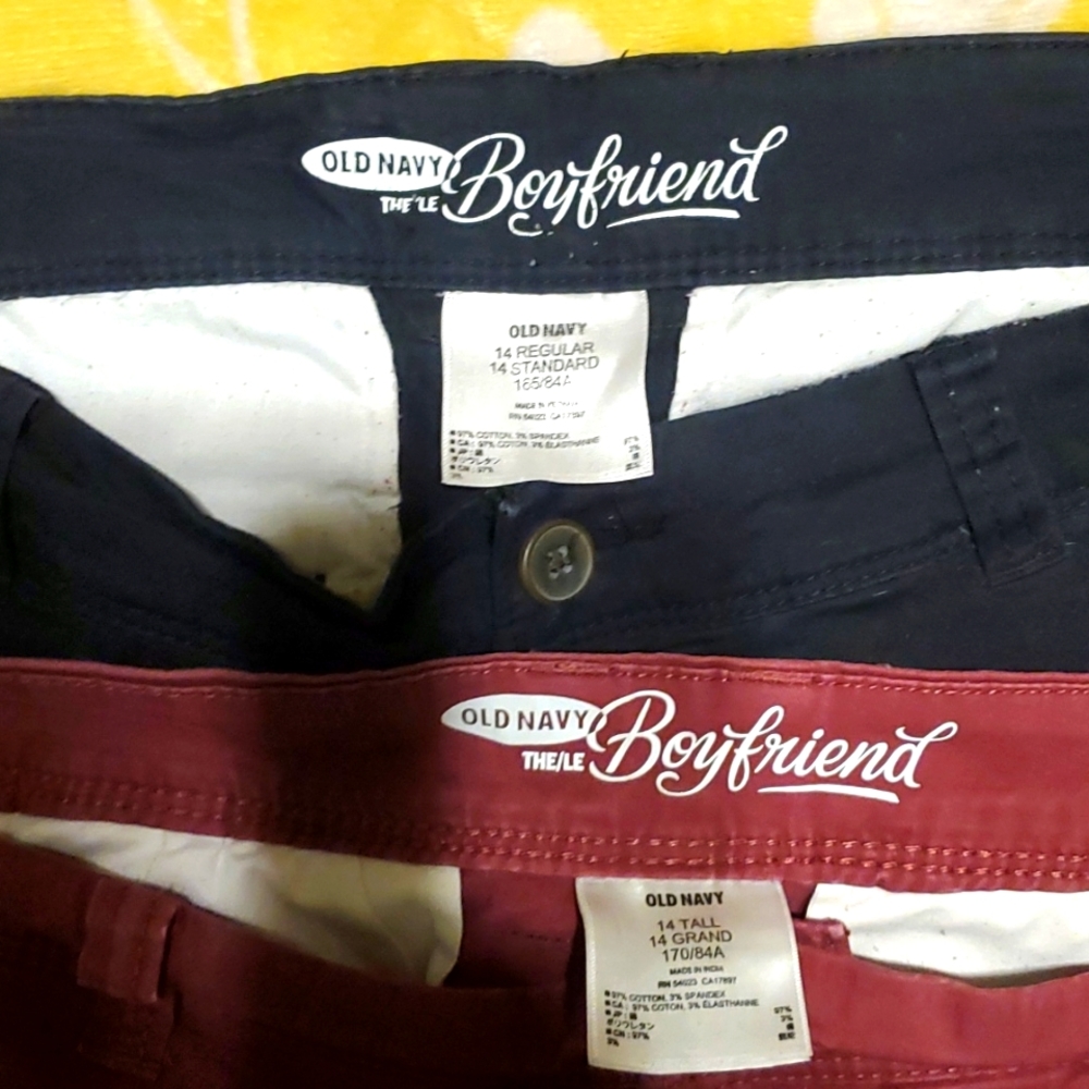 Old Navy Boyfriend Jeans - Navy and Burgundy
